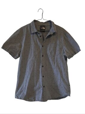 The North Face Grey Geometric Print Cotton Short Sleeve Button Down Shirt